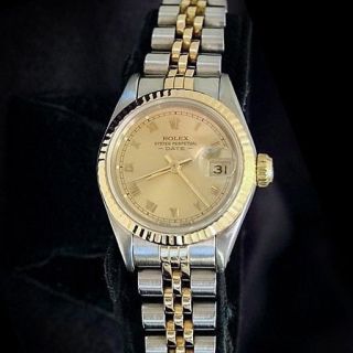 Rolex Date Lady 2tone 18k Yellow Gold Steel Watch Jubilee Band Roman Dial 69173