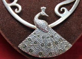 Emilia Castillo Peacock Necklace - Sterling Silver - Mexico - Taxco 2