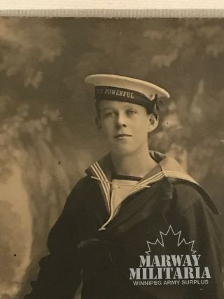 Postcard WW1 British Sailor,  H.  M.  S.  POWERFUL Protected Cruiser (16916) 2