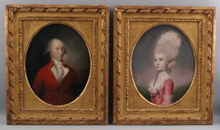 18thC Antique FRANCIS ALLEYNE Portrait Paintings American Lieut Colonel & Wife 2