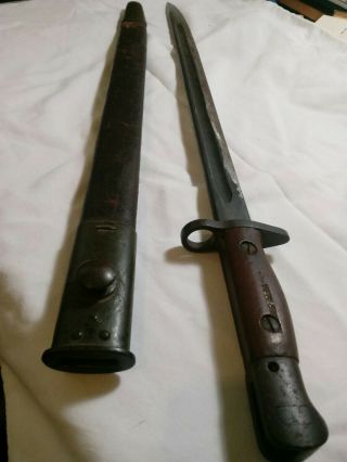 Vintage Wwii Australian Ma 1907 17 " Bayonet W/ Scabbard