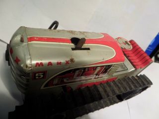 Vintage MARX 1950 ' s Tin Litho Wind Up 5 Red Climbing rubber treads Farm Tractor 5