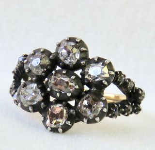 Antique Georgian 1.  61 Ct.  Old Mine Cut Diamond 14k Gold & Silver Engagement Ring