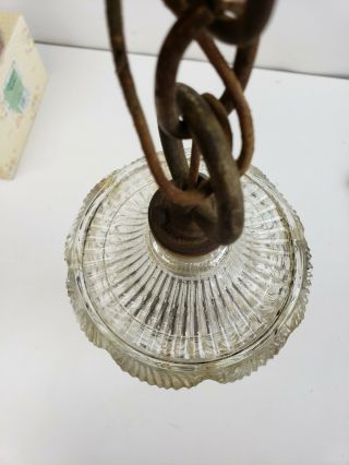 Vintage Globe Light Hanging Metal Light Fixture Pressed Clear glass 4 lite 6