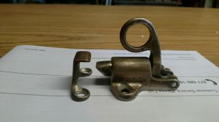 Vintage Brass Finger Pull Window Or Cabinet Door Latch W/ Catch Lock Hardware