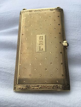 Antique Sapphire & 14k Yellow Gold Compact Cigarette Makeup Case