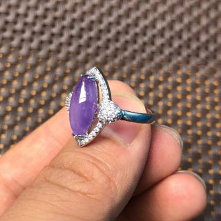 Chinese S925 Silver & Purple Jadeite Jade Handwork Eye Shape Lady ' s No.  7 - 12 Ring 3