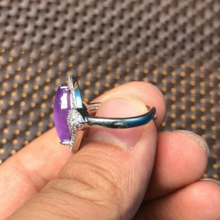 Chinese S925 Silver & Purple Jadeite Jade Handwork Eye Shape Lady ' s No.  7 - 12 Ring 4