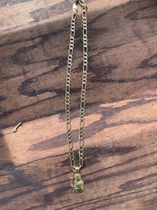 Mens Solid 18 K Gold Chain Necklace With Ruby 30 G