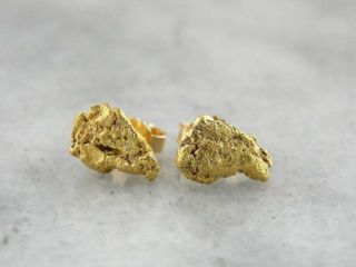 Golden Nugget Stud Earrings,  Vintage Gold Rush Style Jewelry 2