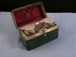 Georgian Silver Shagreen Travelling Inkwell Dip Pen Seal Penner Writing Set