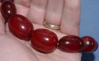Vintage Art Deco Cherry Amber Bakelite Bead Necklace 27 Inches - 77.  6g