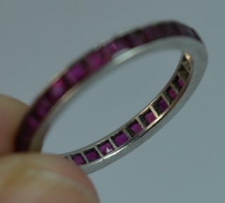 Art Deco Platinum and Ruby Full Eternity Band or Stack Ring 10
