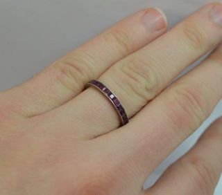Art Deco Platinum and Ruby Full Eternity Band or Stack Ring 11
