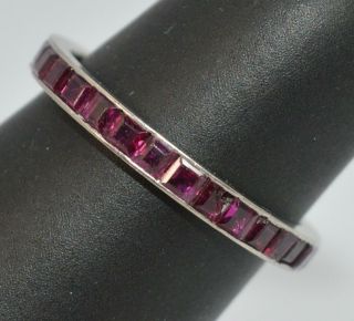 Art Deco Platinum and Ruby Full Eternity Band or Stack Ring 12