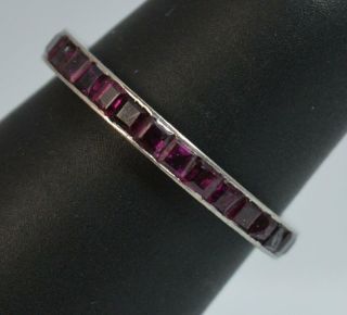 Art Deco Platinum and Ruby Full Eternity Band or Stack Ring 2