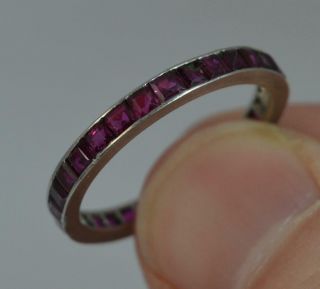 Art Deco Platinum and Ruby Full Eternity Band or Stack Ring 5