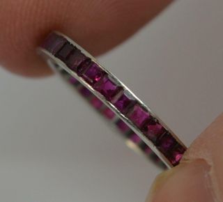 Art Deco Platinum and Ruby Full Eternity Band or Stack Ring 6