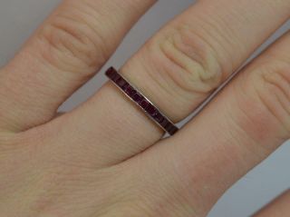 Art Deco Platinum and Ruby Full Eternity Band or Stack Ring 7