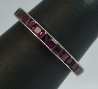 Art Deco Platinum and Ruby Full Eternity Band or Stack Ring 8