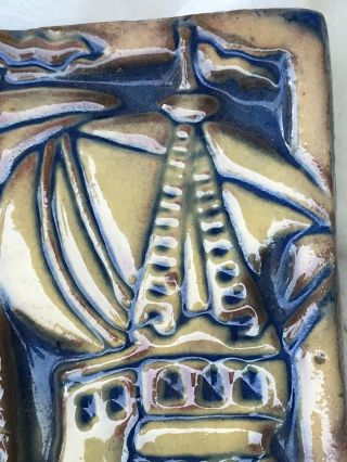 Vintage Unset Mercer Tile The Santa Maria Not Stamped 1930s Terracotta 5