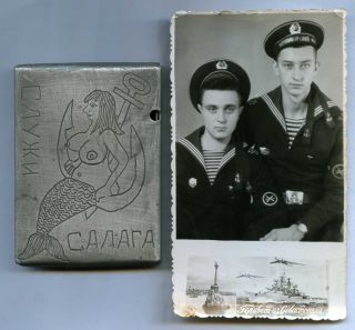 Ww2 Soviet Navy Trench Art Battlefield Aluminum Cigarette Case 1943 Mermaid