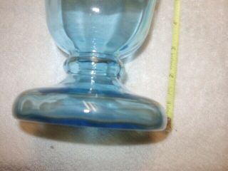 Vintage Mary Gregory Large Blown Glass Light Blue Vase,  10 3/4 