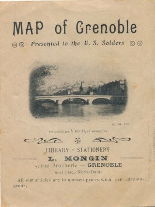 World War One Era 4 Page Folder " Map Of Grenoble " France Given To U.  S.  Soldiers