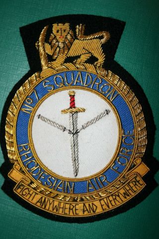 Rhodesia Rhodesian Air Force No 7 Squadron Bullion Wire Blazer Jacket Badge
