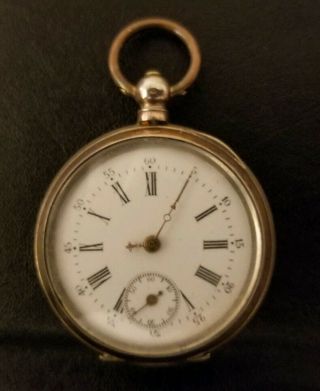 Galonne Key Wind (7) Pocket Watch.  800 Silver Gold Plate Edges 10 Rubis Cylindre