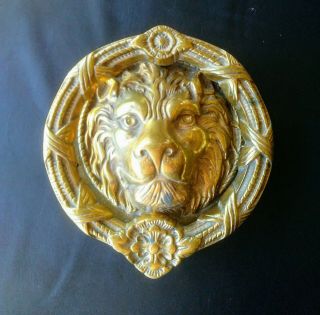 Vintage Brass Lion Head Door Knocker 8 " Round