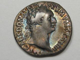Ancient Roman Coin: Domitian (81 - 96 Ad) Silver Denarius.  Rev Pallas Standing.