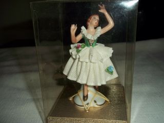 Perfect Vintage Dresden Lace Porcelain Ballerina Figurine 1950 