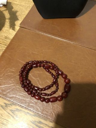 Antique Faturan Cherry Amber Bakelite Beaded Necklace 80 Grams 2