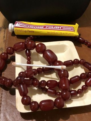 Antique Faturan Cherry Amber Bakelite Beaded Necklace 80 Grams 3