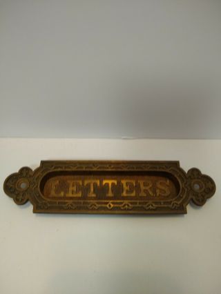 Architectural Victorian Cast Brass Bronze Letter Slot Spring Loaded Mail Door