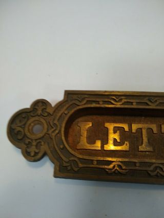 Architectural Victorian Cast Brass bronze Letter Slot Spring Loaded mail door 5