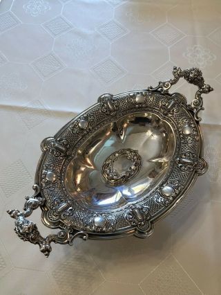 Antique 19thc Russian Import Solid Silver Decorative Footed Bowl