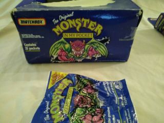 Monster In My Pocket Display,  Series 1 Box,  Secret Neon Pack,  Matchbox MIMP 6