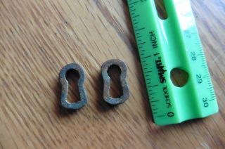 2 Key Holes Vintage Escutcheon Brass Keyhole Insert Part Salvage Trunk Door Box