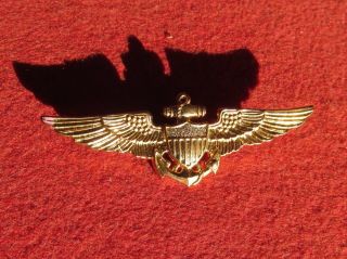 Ww 2 Us Navy Pilot Wing Full Size Pin Back Rare Variant