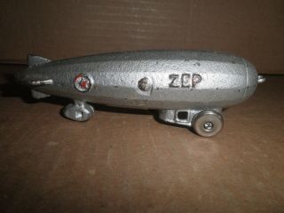 Great Old Cast Iron " Zep " Zeppelin Airship Pull Toy By Dent C.  1930 