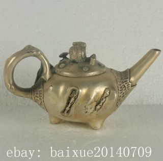 OLD CHINESE SILVE COPPER HAND MADE TEAPOT WITH QIANLONG MARK D01 3