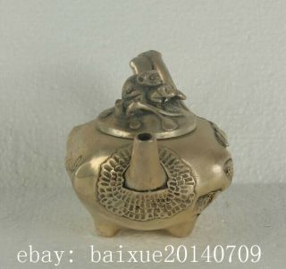 OLD CHINESE SILVE COPPER HAND MADE TEAPOT WITH QIANLONG MARK D01 4