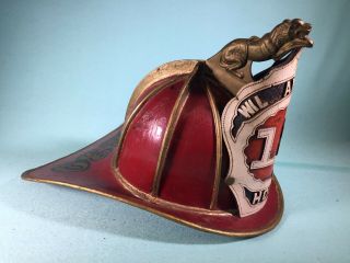 Antique Fire Department Leather Fire Helmet 1830 2