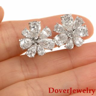 Estate 6.  65ct Diamond Platinum Floral Stud Earrings 7.  8 Grams Nr