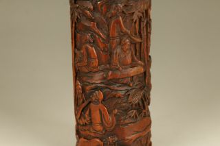 chinese old boxwood hand carved sage inlay yak horn tea box netsuke 3