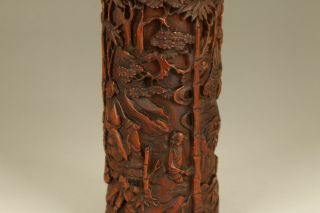 chinese old boxwood hand carved sage inlay yak horn tea box netsuke 5