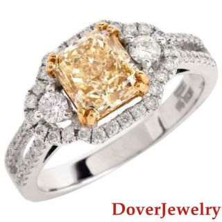Natural 2.  68ct Yellow Diamond 18k White Gold Engagement Ring 5.  4 Grams Nr