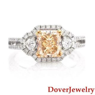 Natural 2.  68ct Yellow Diamond 18K White Gold Engagement Ring 5.  4 Grams NR 2